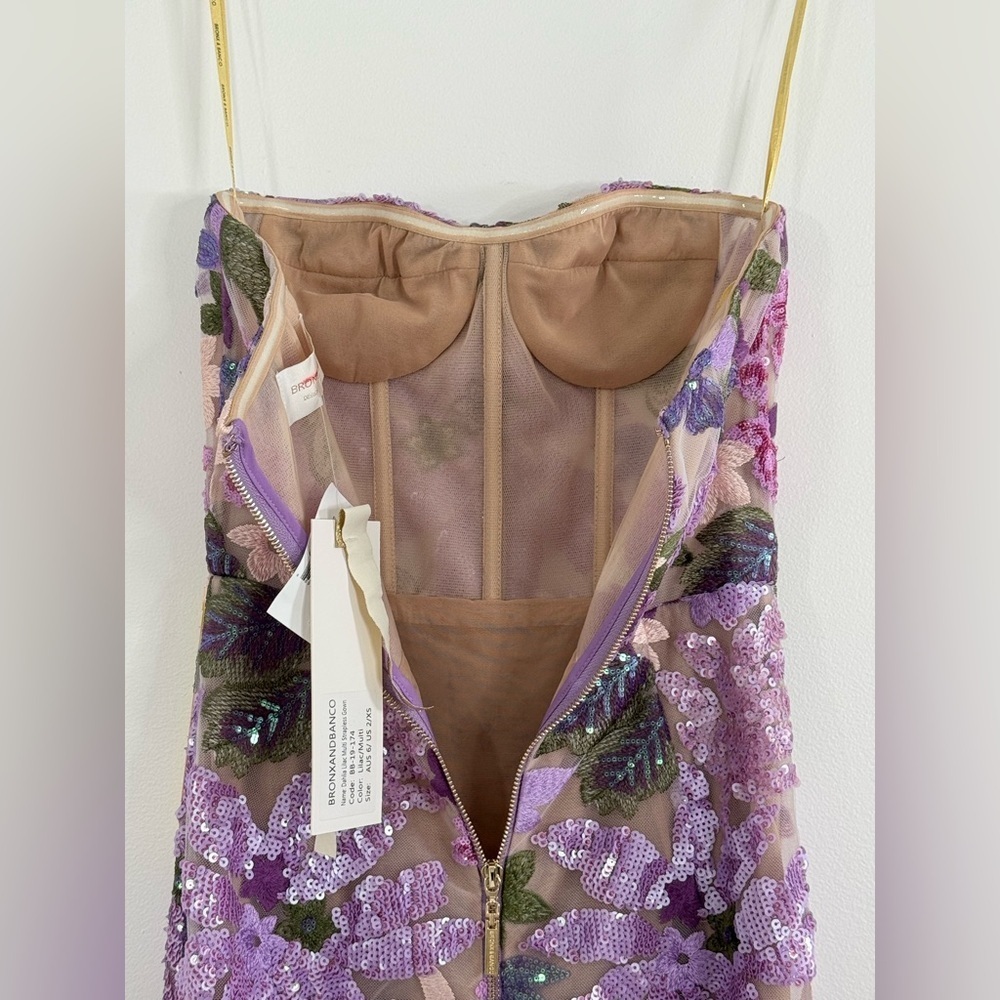 Bronx and Banco Dahlia Floral-Embellished Strapless Gown Size XS | US 2 - Picture 14 of 16